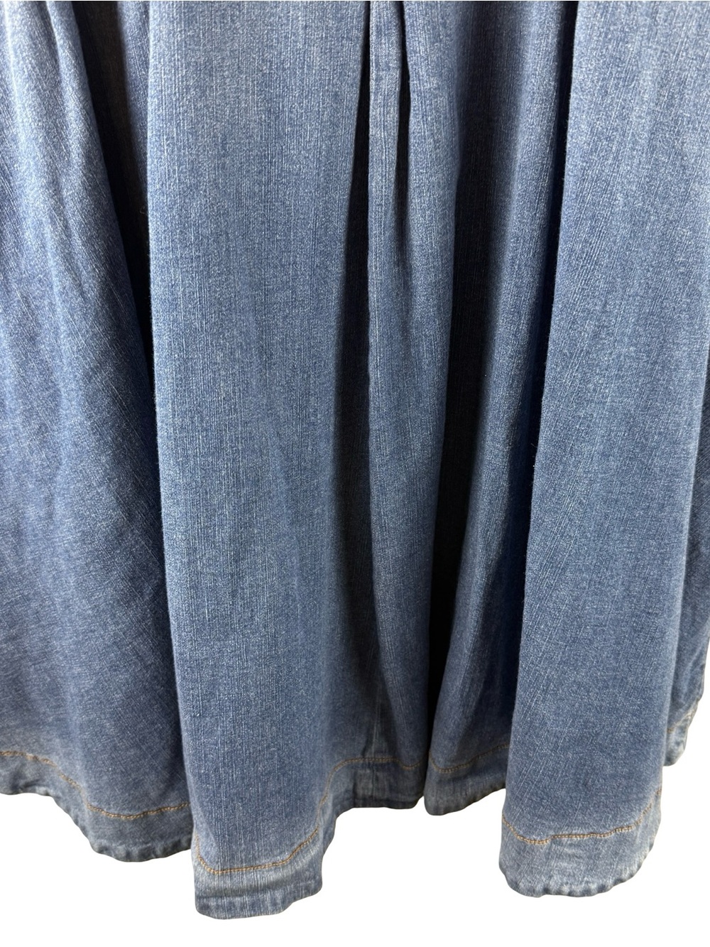 Soft Surroundings Pleated Stretch Denim Midi Skirt Boho Western Cottage Small - Picture 5 of 8